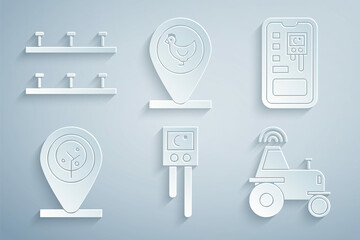 set temperature and humidity sensor, smart control farming system, location tree, wireless tractor s