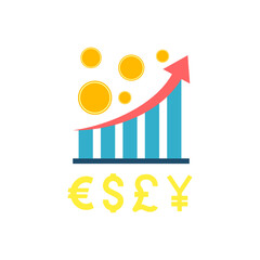 Wall Mural - statistic chart with coins flat icon
