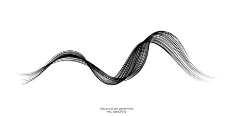 Poster - Vector brush stroke colorful curved wave lines isolated on white background for design element