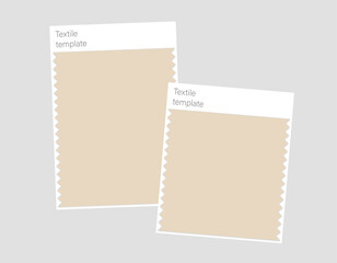 Two beige Fabric samples. Textile swatches for your design.Mood Board Mockup. Vector Blank Template. EPS10.