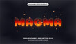 Magma text effect. Editable text with lava fluid effect, flames particle, and cracked soil texture