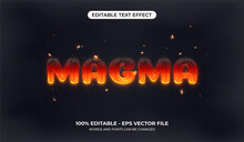 Magma Text Effect. Editable Text With Lava Fluid Effect, Flames Particle, And Cracked Soil Texture