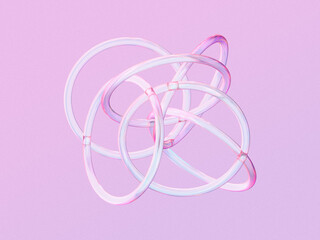 Aufkleber - 3D rendered composition of transparent ring and spheres on a green background. Illustration for abstract minimalism, flow, or optical illusion. Visualization for materials. 