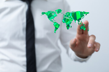 illustration with bold world map in green color