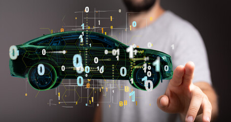 Poster - Energy car concept. Vehicle EV charge battery electric