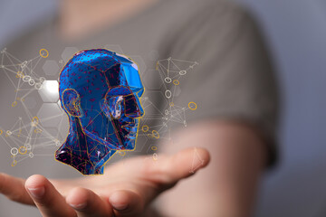 Poster - Human head and brain with Artificial intelligence concept