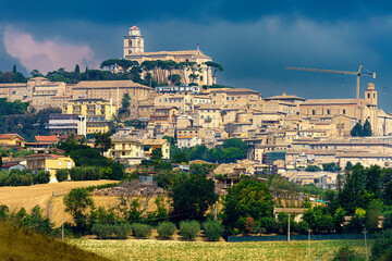 Fototapete - Fermo, Marche, Italy: panoramic view