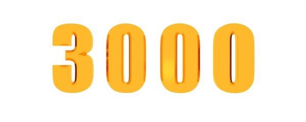 Poster - Golden 3d number 3000