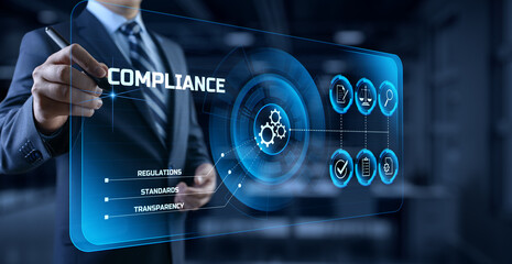 Compliance rules regulation policy law. Business technology concept.