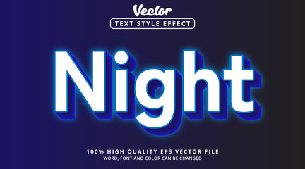 Poster - Night neon blue color aura text effect, editable text effect
