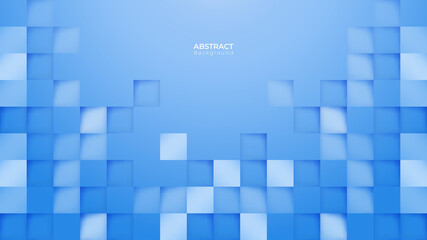 Aufkleber - Abstract 3d modern square background. Blue sky geometric pattern texture. vector art illustration