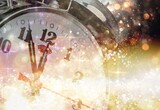 Fototapeta Sypialnia - New Year's Eve 2022 Celebration Background with a clock