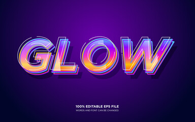 Fototapete - Glow 3D editable text style effect	