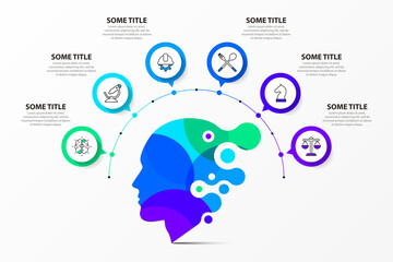 Infographic template with 6 options or steps. Creative mind. Abstract