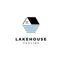 Wall Mural - Lake house logo design illustration vector template