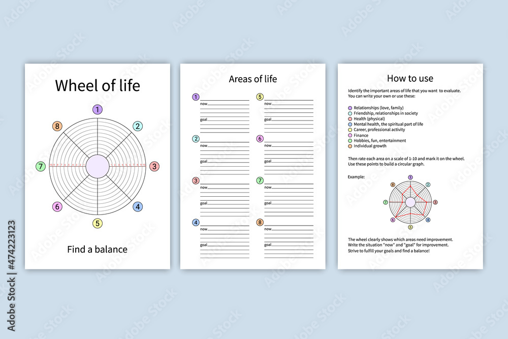 Wheel of life. Vector printable template. Coaching tool on white ...