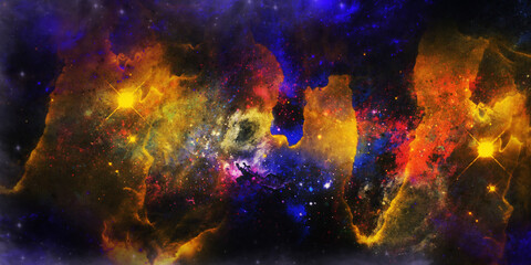 Wall Mural - image of nebula and stars, infinite space background. Elements of this image furnished by NASA.