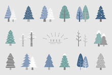 冬の木 イラスト素材セット / Vector Eps 
