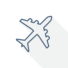 Fototapete - Airplane thin line vector icon, flat design illustration in eps 10