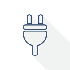 Poster - Electricity plug thin line vector icon, flat design illustration in eps 10