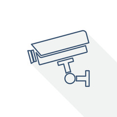 Poster - Cctv security camera thin line vector icon, flat design illustration in eps 10