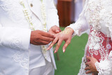 Fototapeta Boho - Wedding rings symbol love family. A pair of simple wedding rings