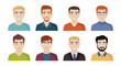 © Olena - A set of avatars of happy people of different appearance, hairstyles. Portraits of men. Vector illustration in cartoon style