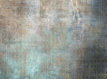 Grunge Photo Wallpaper With Golden Abstract Elements On Concrete Background. Illustration For Wallpaper, Fresco, Mural.