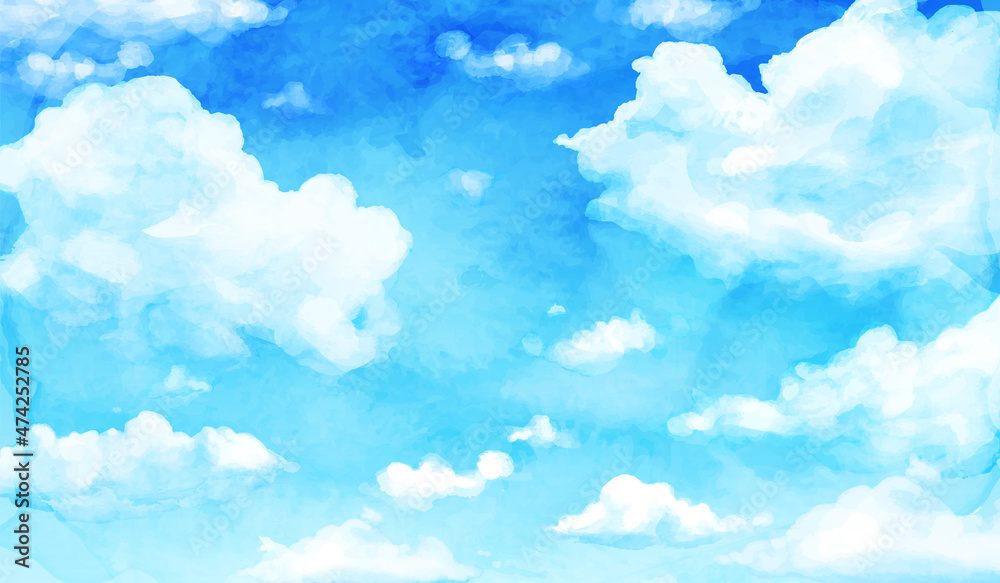 青空と雲の水彩のベクターイラスト背景 Stock Vector | Adobe Stock