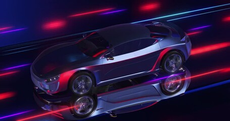 Leinwandbilder - Power Hungry Super Racing Car Speeding Up. Powerful V8 Engine. Industry And Technology Related 4K 3D Animation.
