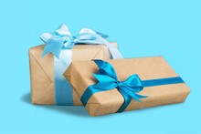 Present For Hanukkah And Gift Boxes On Color Background