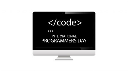 International programmers day on a computer monitor, art video illustration.