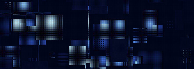 Fototapete - Abstract technology background. Computer matrix. Futuristic cyber background of particles. 3d rendering.