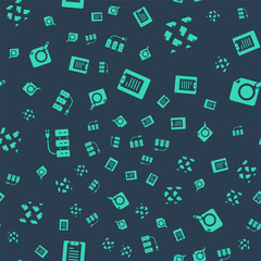 Poster - Set Server, Data report, stream, and Search concept with folder on seamless pattern. Vector