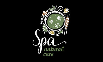 Wall Mural - Drawn vector SPA logo on a black background