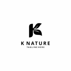 Wall Mural - Creative modern abstract illustration k natural leaf sign logo design template