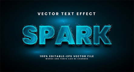 Wall Mural - Blue spark 3D text effect. Editable text style effect with the theme of sparkling electric.