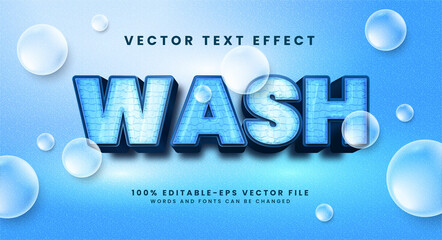 Wall Mural - Wash 3D text effect. Editable text style effect suitable for washing needs.