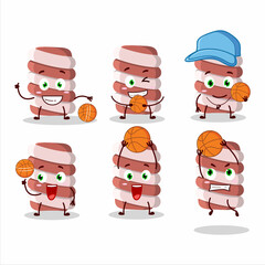 Canvas Print - Talented red marshmallow twist cartoon character as a basketball athlete