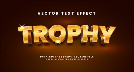 Wall Mural - Trophy 3D text effect. Editable text style effect with gold theme.