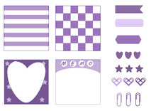 Collection Set Of The Purple Memo, Paper Note, Note, Reminder, Post Note, Planner, To Do List, Checklist Paper, Pad, Sticky Note, Paper Clip