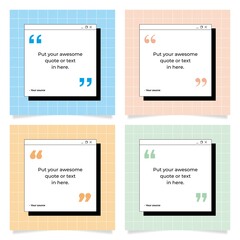 Quotes design template. Four square banner design with Old computer aesthetic theme.