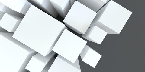 Leinwandbilder - Light texture and background from many volumetric cubes at different levels
