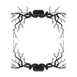 Branches tree roots frame woodcut vintage Line art. vector illustration.