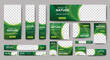 © ahmad - Nature banner design web template Set, Horizontal header web banner. Modern Gradient green cover header background for website design, Social Media Cover ads banner, flyer, invitation card