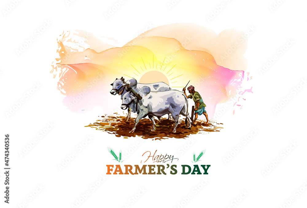 Happy Farmers Day. Indian Farmer working in agriculture field Stock ...