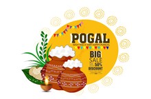 Happy Pongal Festival Of Tamil Nadu India For Card,banner Background.