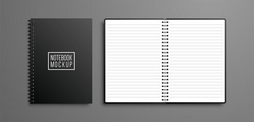 realistic vector notebook mockup set