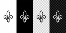 Set Line Fleur De Lys Icon Isolated On Black And White Background. Vector