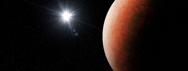 Wall Mural - mras planet on space star.nebula background.earth-like planet, earth-type planet, exo-planet in oute
